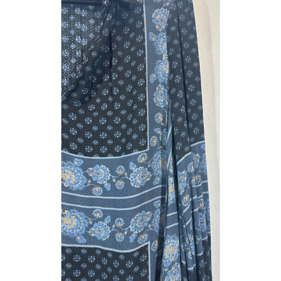 Free People Dobby Times Onyz Combo Blue Tunic Size XS Oversized Rayon Boho A23 - Picture 3 of 9